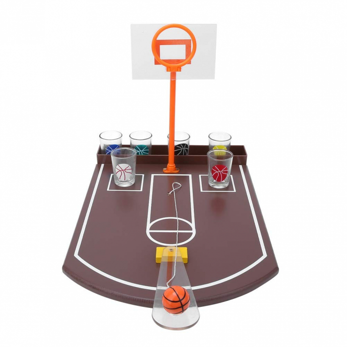 Joc de baut tip baschet Flippy, arunca mingea si accepta provocarea, pahare de shot din sticla, 30 x 22.5 x 24 cm, multicolor [1]