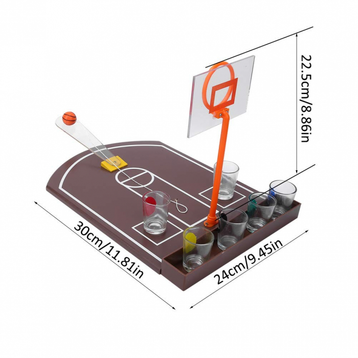 Joc de baut tip baschet Flippy, arunca mingea si accepta provocarea, pahare de shot din sticla, 30 x 22.5 x 24 cm, multicolor [2]