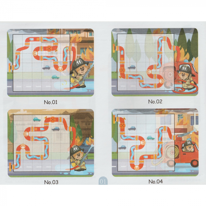 Joc educativ magnetic de interconectare, micul pompier, 15 nivele, 9 carti, pentru copii, +3 ani, multicolor [13]