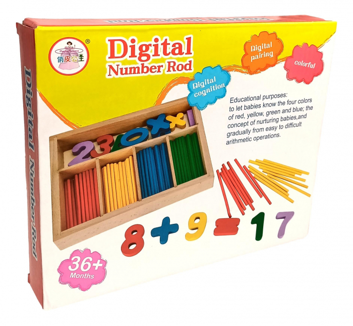 Joc educativ Matematic, Bete si Numere din Lemn, 23 cm [3]