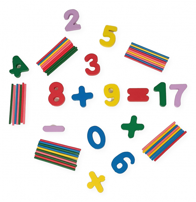 Joc educativ Matematic, Bete si Numere din Lemn, 23 cm [1]