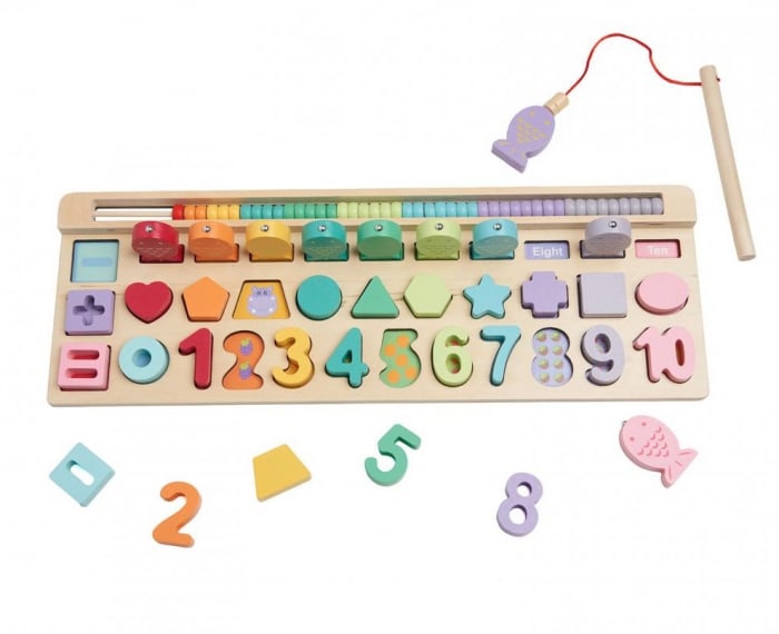 Joc educativ Pescuit, Numaratoare, Puzzle din lemn, 4 in 1,Momki, 35 piese [2]