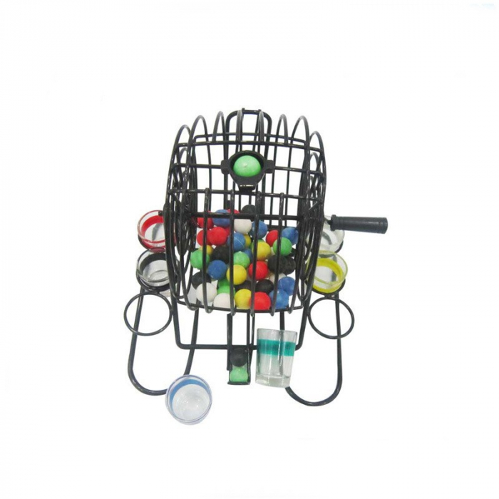 Joc Mini Loterie Flippy, Bingo, cu Pahare de Shot din Sticla, 20 x 20 x 19 cm, 48 Bile, Negru [8]