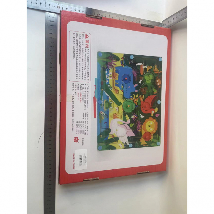 Joc Montessori de Sortare Culori, Flippy, Creion Magnetic, Tip Labirint Ilustrat, din Lemn, Model Animale Salbatice, 39x29x1.5 cm [2]
