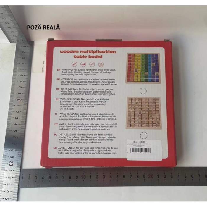 Joc Montessori din Lemn, Flippy, Tabla Inmultirii, Blocuri, Tabel de Multiplicare pana la 9x9, Multicolor, 18x18x1.5 cm [11]