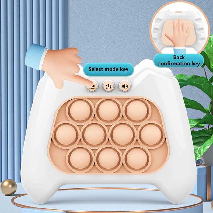 Joc Pop It, Flippy, consola, joc interactiv, antistres, cu baterii, Abs si silicon, Alb, 12 x 10 x 5.8 cm [2]