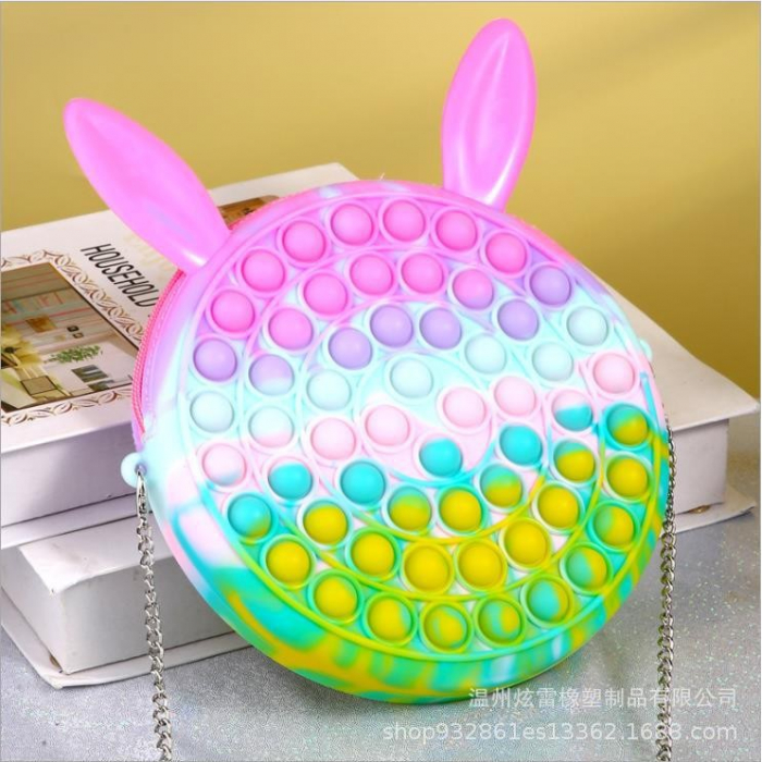 Jucarie antistres din silicon Flippy, Geanta Pop It, 16 cm, Iepuras, Macarons [5]