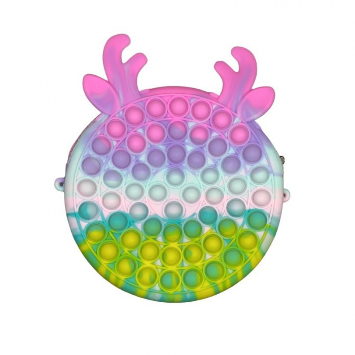 Jucarie antistres din silicon Flippy, Geanta Pop It, 18 cm, Ren, Macarons [2]