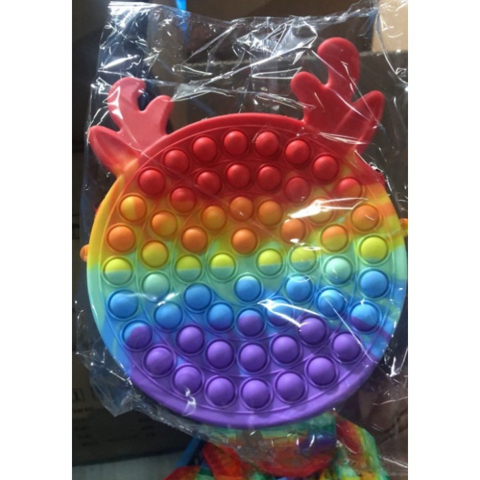 Jucarie antistres din silicon Flippy, Geanta Pop It, Ren, 16 cm, Curcubeu [3]
