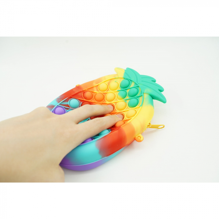 Jucarie antistres din silicon, Flippy, Pop It Now and Flip It, Geanta mica, Ananas, Multicolor, Model 1 [3]