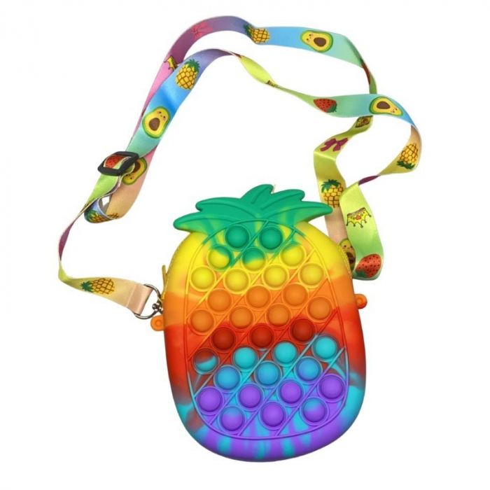 Jucarie antistres din silicon, Flippy, Pop It Now and Flip It, Geanta mica, Ananas, Multicolor, Model 1 [6]