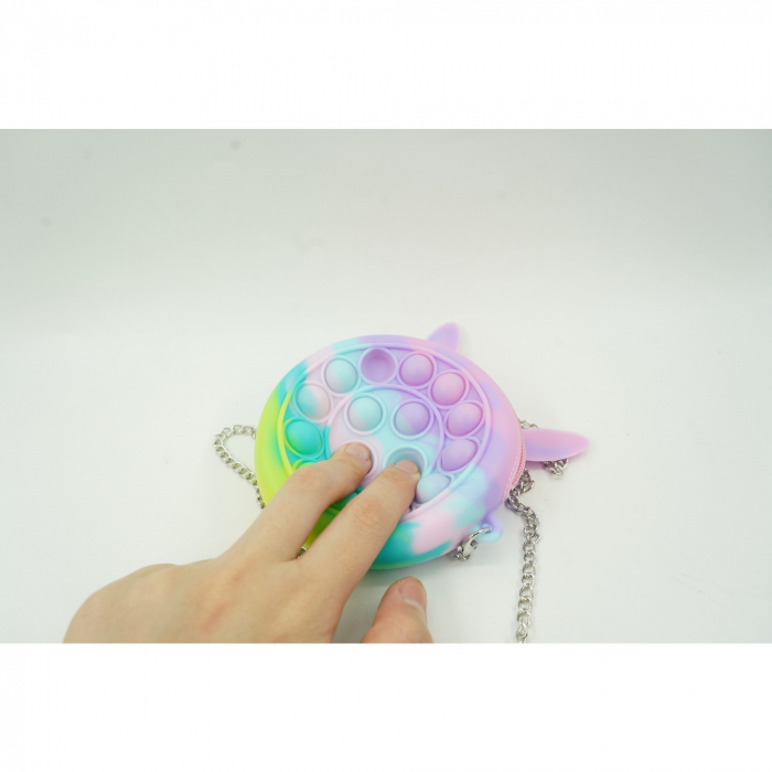 Jucarie antistres din silicon Flippy, Pop it Now and Flip It ,Mini Geanta, Iepuras, 6 cm, Macarons [4]
