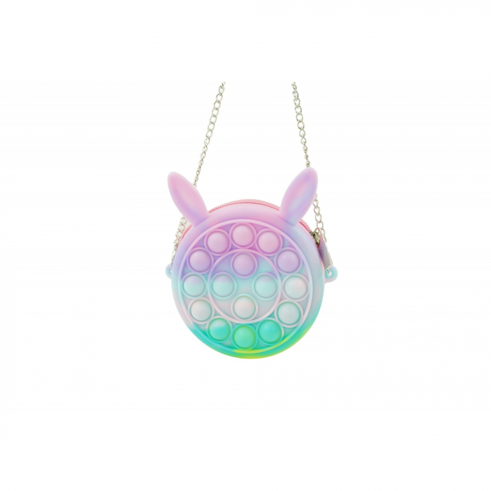Jucarie antistres din silicon Flippy, Pop it Now and Flip It ,Mini Geanta, Iepuras, 6 cm, Macarons [1]