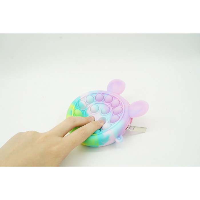 Jucarie antistres din silicon Flippy, Pop it Now and Flip It ,Mini Geanta, Mickey Mouse, 6 cm, Macarons [4]