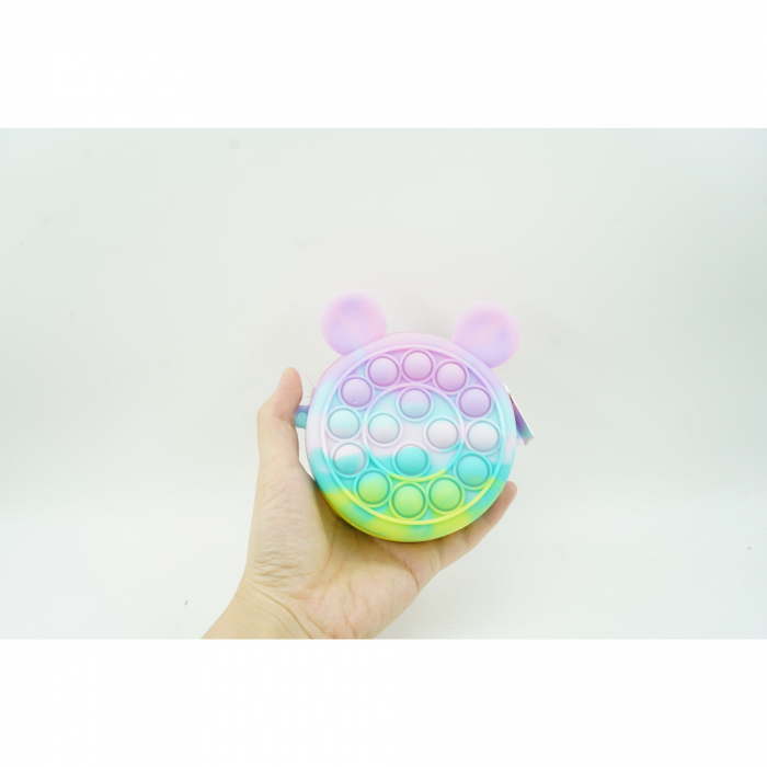 Jucarie antistres din silicon Flippy, Pop it Now and Flip It ,Mini Geanta, Mickey Mouse, 6 cm, Macarons [3]
