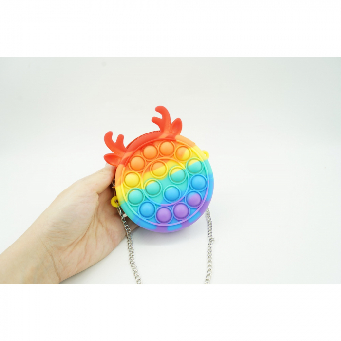 Jucarie antistres din silicon Flippy, Pop it Now and Flip It ,Mini Geanta, Ren, 6 cm, Curcubeu [6]