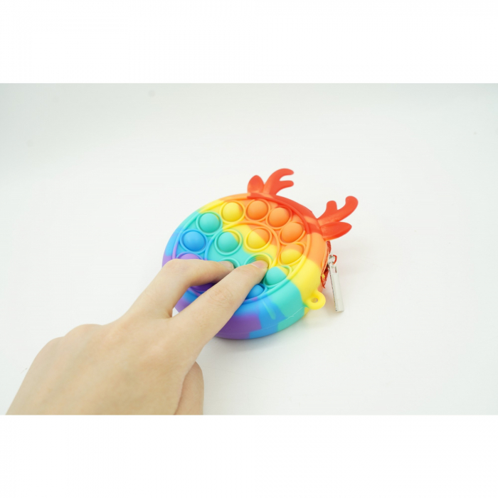 Jucarie antistres din silicon Flippy, Pop it Now and Flip It ,Mini Geanta, Ren, 6 cm, Curcubeu [4]