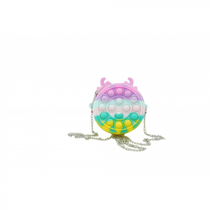 Jucarie antistres din silicon Flippy, Pop it Now and Flip It ,Mini Geanta, Ren, 6 cm, Macarons [1]