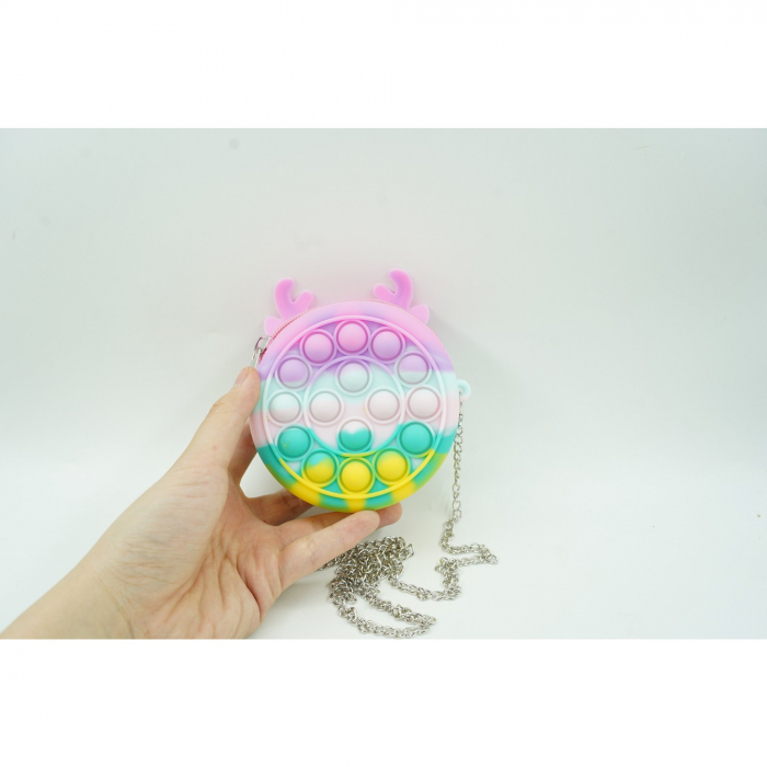 Jucarie antistres din silicon Flippy, Pop it Now and Flip It ,Mini Geanta, Ren, 6 cm, Macarons [2]