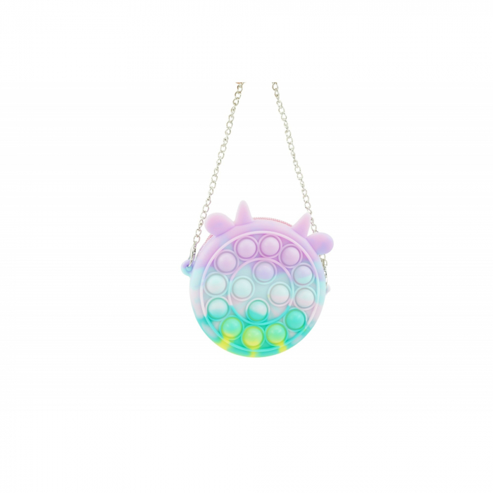 Jucarie antistres din silicon Flippy, Pop it Now and Flip It ,Mini Geanta, Vacuta, 6 cm, Macarons [1]