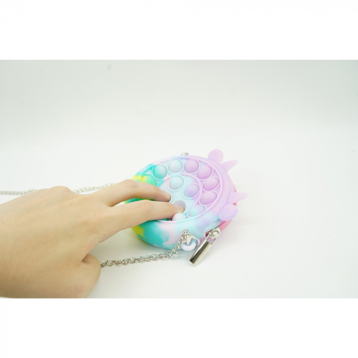 Jucarie antistres din silicon Flippy, Pop it Now and Flip It ,Mini Geanta, Vacuta, 6 cm, Macarons [5]