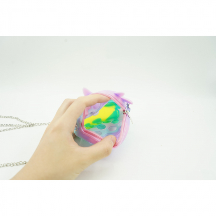 Jucarie antistres din silicon Flippy, Pop it Now and Flip It ,Mini Geanta, Vacuta, 6 cm, Macarons [6]