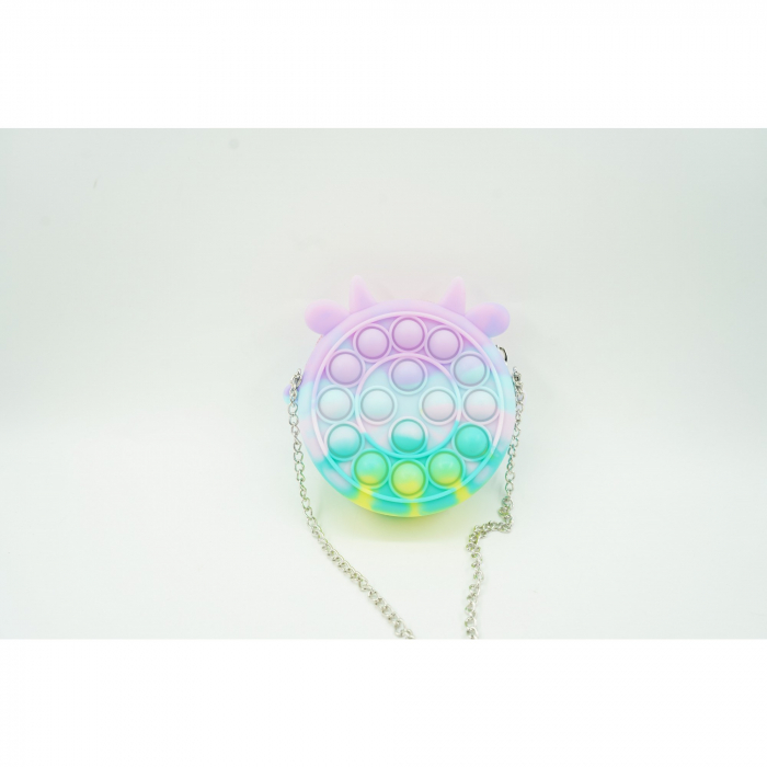 Jucarie antistres din silicon Flippy, Pop it Now and Flip It ,Mini Geanta, Vacuta, 6 cm, Macarons [4]