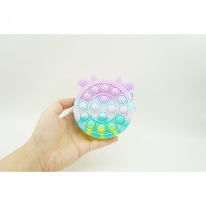 Jucarie antistres din silicon Flippy, Pop it Now and Flip It ,Mini Geanta, Vacuta, 6 cm, Macarons [3]