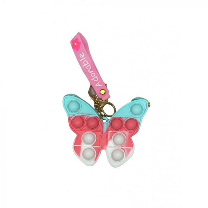 Jucarie antistres din silicon, Flippy, Pop It Now and Flip It, Portofel fluturas, Bleu/Alb [2]