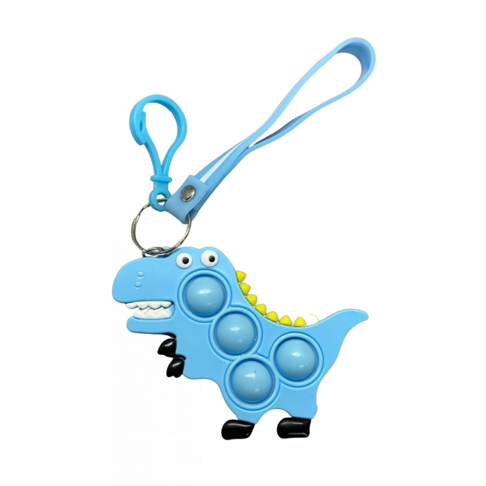 Jucarie antistres din silicon, Flippy, Pop It Now and Flip It, Simple Dimple, Breloc, Dinozaur, Bleu [1]
