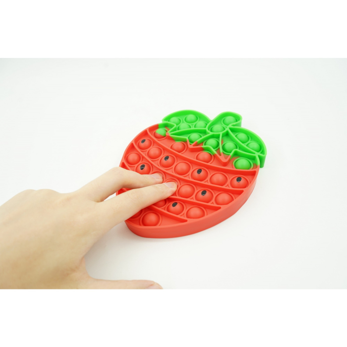 Jucarie antistres din silicon, Pop It Now and Flip It, Capsuna, Rosu/Verde [7]