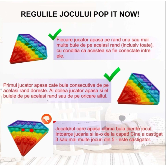 Jucarie antistres din silicon, Pop it Now and Flip It, Diamant, Multicolor [6]