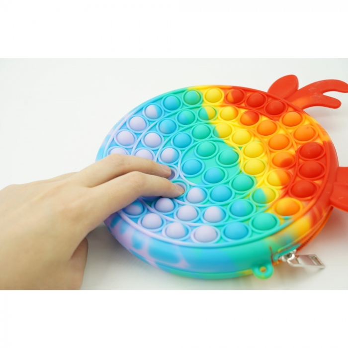 Jucarie antistres din silicon, Pop it Now and Flip It, Flippy, Geanta, Model 2, Multicolor [5]