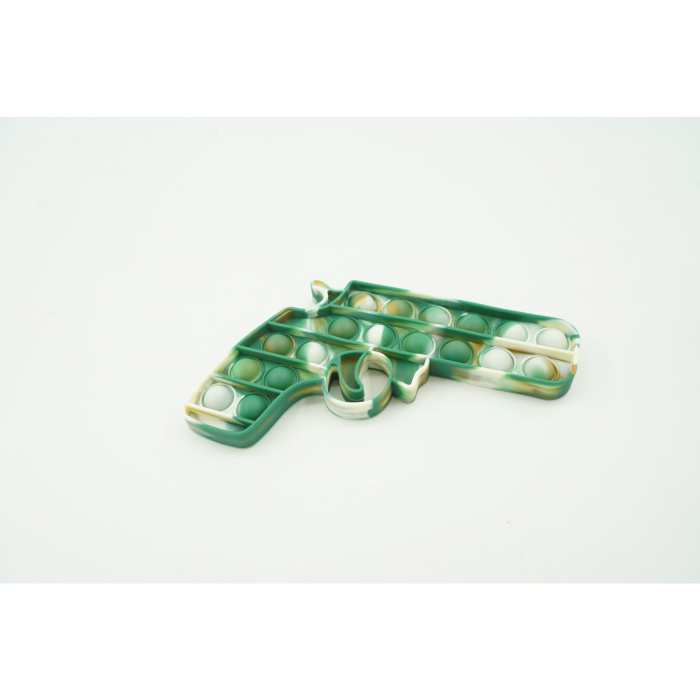 Jucarie antistres din silicon, Pop It Now and Flip It, Pistol, Alb/Verde [3]