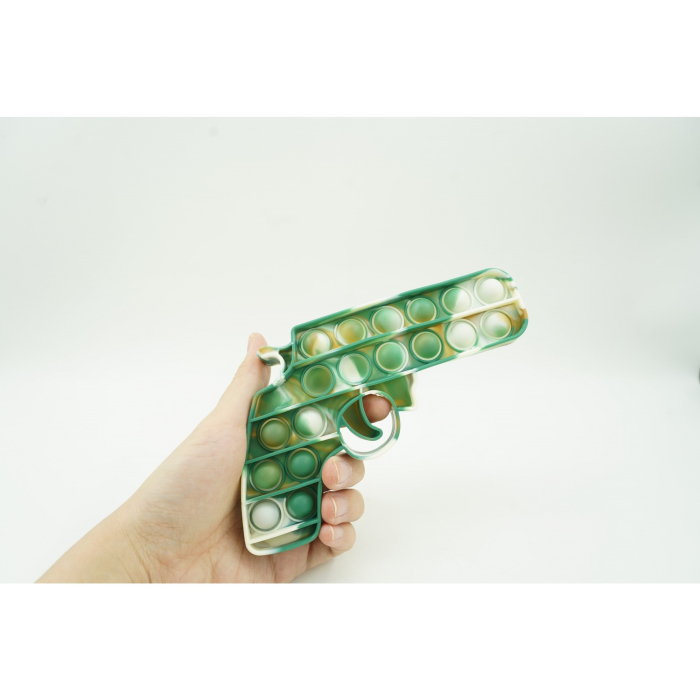 Jucarie antistres din silicon, Pop It Now and Flip It, Pistol, Alb/Verde [6]