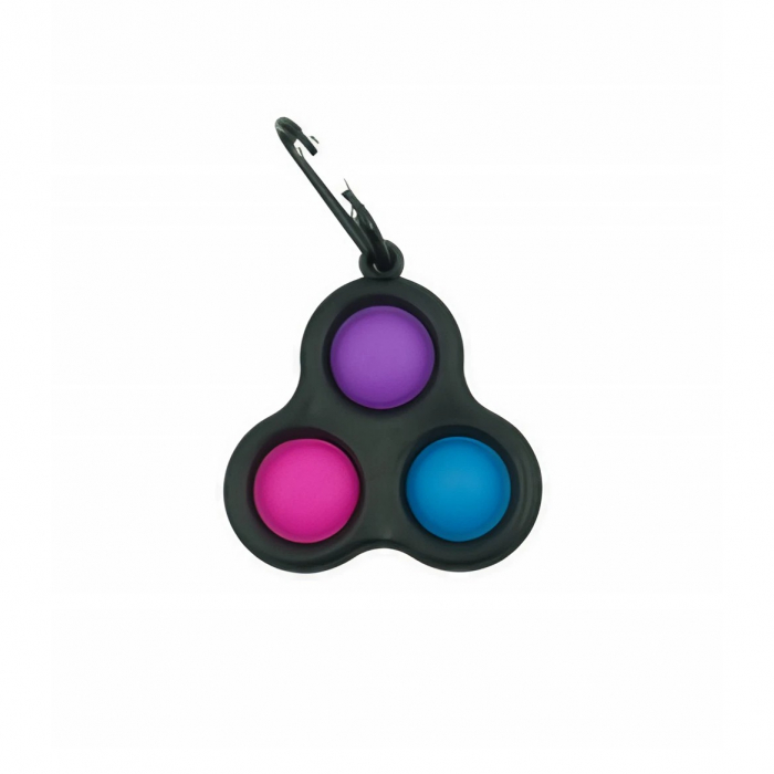 Jucarie antistres, Pop it, tip breloc, triunghi, 8 cm, multicolor, Negru [1]
