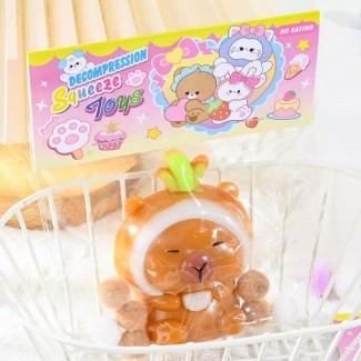 Jucarie Antistres Squishy, Flippy, cu Revenire Lenta, Model Capybara, 7cmx6.5 cm, din TPR, Ambalaj Transparent, Maro [6]