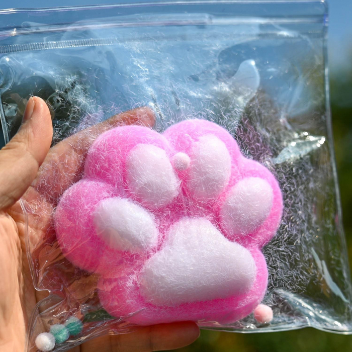 Jucarie Interactiva Squishy, Flippy, Model Cat Paw pinch family, Revenire Lenta, din TPR, +3 Ani, 7.5 cm, Textura Puf, Roz [3]