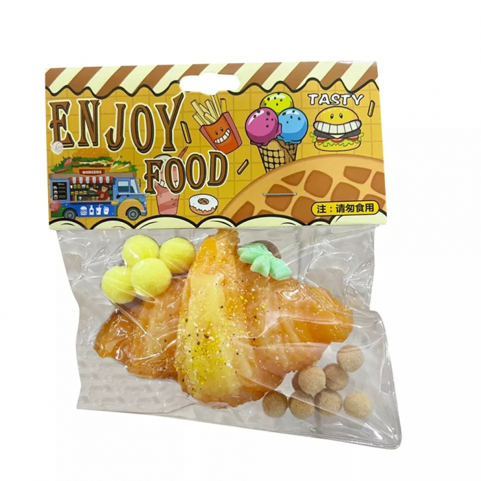 Jucarie Antistres Squishy, Flippy, cu Revenire Lenta, Model Croissant, 10x8 cm, 90g, Ambalaj Transparent, Maro [1]
