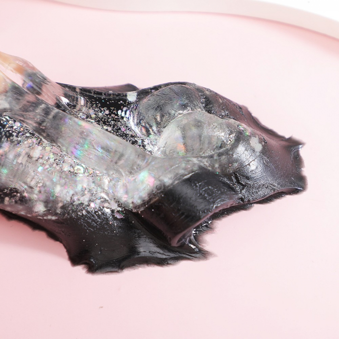 Jucarie Antistres Squishy, Flippy, cu Revenire Lenta pinch family, Model Labuta de Pisica cu Sclipici, 6.5x6 cm, 60g, Ambalaj Transparent, Alb-Negru [2]