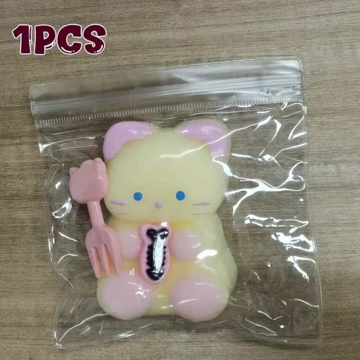 Jucarie Antistres Squishy, Flippy, cu Revenire Lenta, Model Pisicuta, Squeeze Pinch Family, 9 x 5.5 cm, Galben [4]