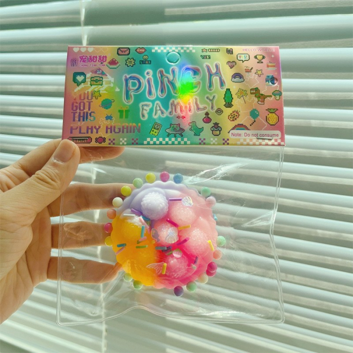 Jucarie Antistres Squishy, Flippy, cu Revenire Lenta, Model Prajiturica, 6x6 cm, 60g, Ambalaj Transparent, Multicolor [5]
