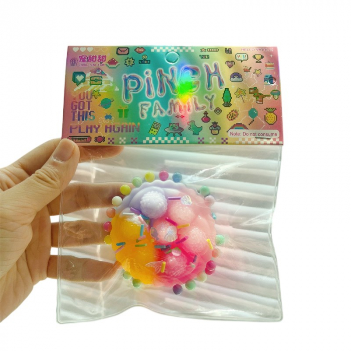 Jucarie Antistres Squishy, Flippy, cu Revenire Lenta, Model Prajiturica, 6x6 cm, 60g, Ambalaj Transparent, Multicolor [1]