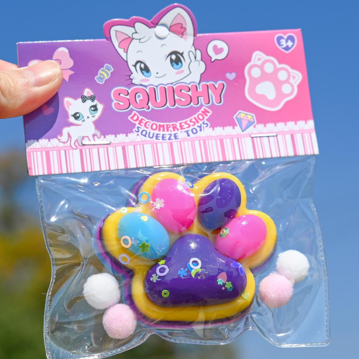 Jucarie Antistres Squishy, Flippy, Labuta de Pisica Squeeze Toys, cu Revenire Lenta, 7.5 cm, Model 270514, Multicolor [2]