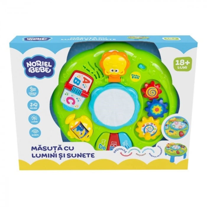 Jucarie bebelusi Noriel Bebe Minibo, Masuta cu activitati, Clape de pian, Oglinda rabatabila si ilustratii [3]
