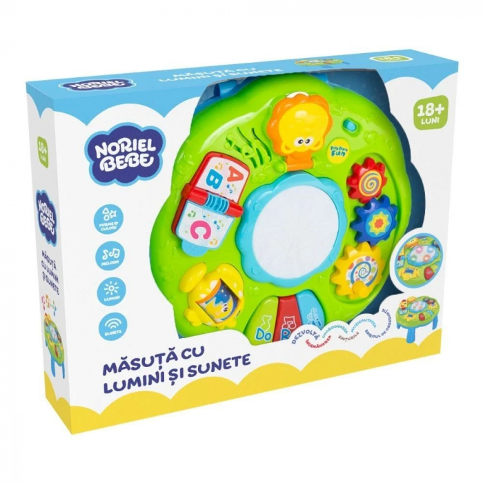 Jucarie bebelusi Noriel Bebe Minibo, Masuta cu activitati, Clape de pian, Oglinda rabatabila si ilustratii [4]