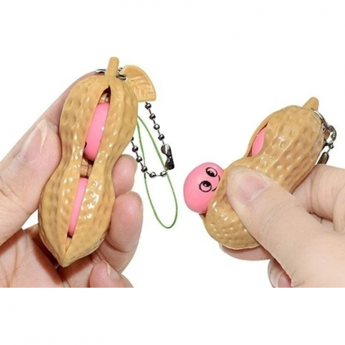 Jucarie breloc aluna antistres, Peanut Fidget Toy, Crem [3]