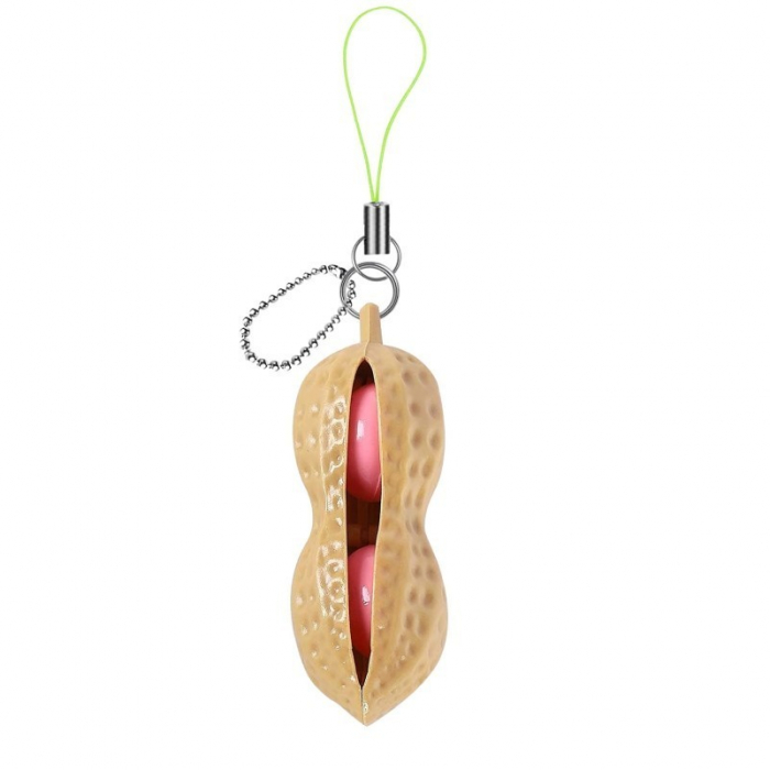 Jucarie breloc aluna antistres, Peanut Fidget Toy, Crem [5]