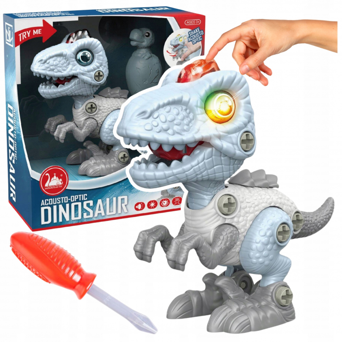 Jucarie de asamblat, Dinozaur cu lumini si sunete, T-rex, 16 x 14 x 7 cm [4]