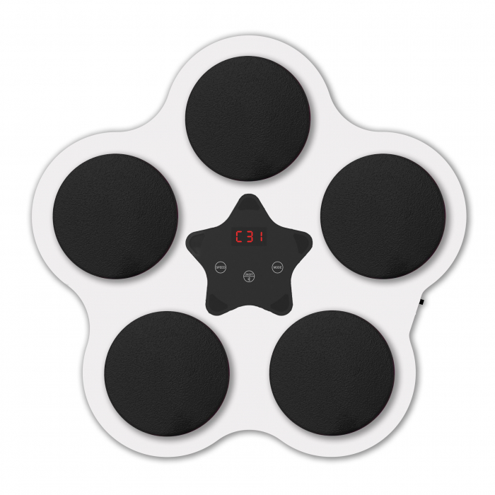 Jucarie de Boxat cu Muzica si Lumini, Flippy, Bluetooth, Incarcare USB, Aplicare cu Ventuze, 5 Tinte, 40x38x8 cm, 930 g, Alb [1]